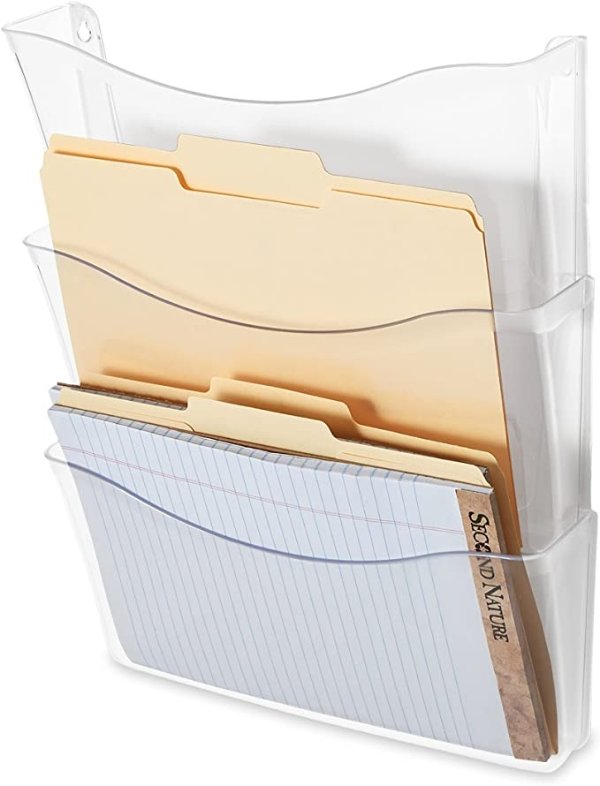 Unbreakable Expandable Three-Pocket Wall File Set, Clear (65976)