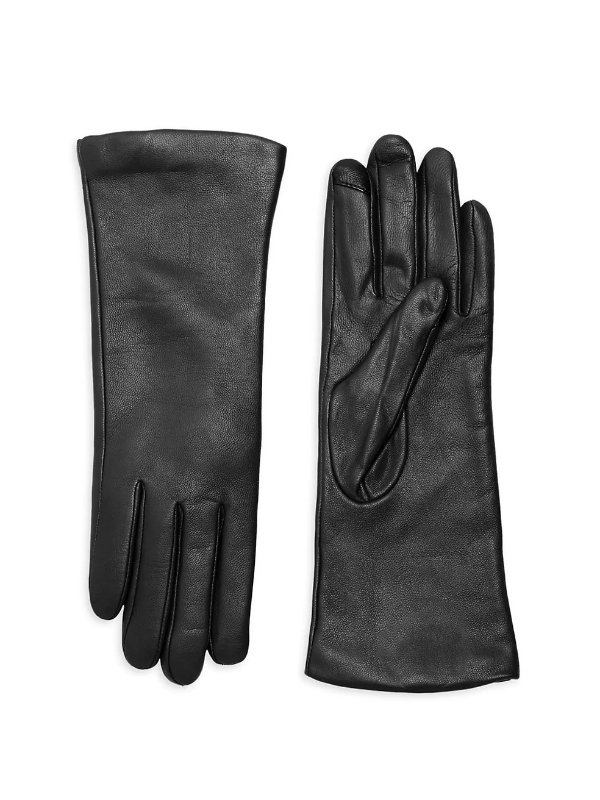 Polished Leather Cashmere Lined Tech Gloves