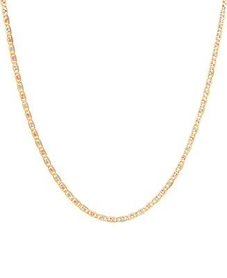 Tricolor Valentino Link 18" Chain Necklace in 14k Gold, White Rhodium-Plate & Rose Rhodium-Plate