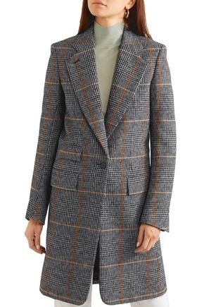 Checked houndstooth woven coat