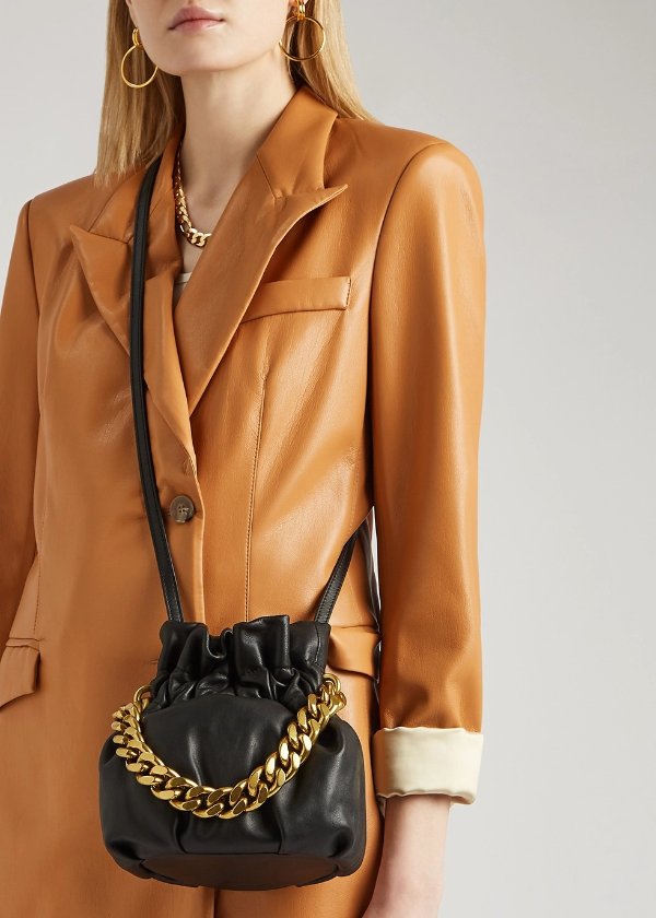 Grace black leather top handle bag