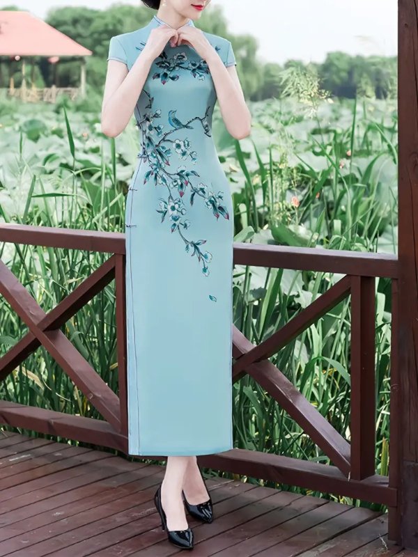 Retro Style Green Cheongsam Fashion Dress Banquet Dress Women's Dress - Clothing, Shoes & Jewelry - Temu