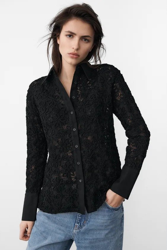 EMBROIDERED LONGLINE SHIRT