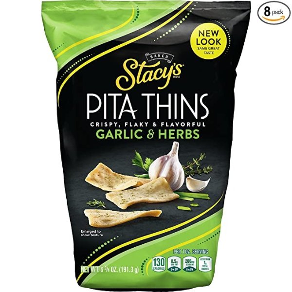 Garlic & Herb Flavored Pita Thins, 6.7 Ounce (Pack of 8)