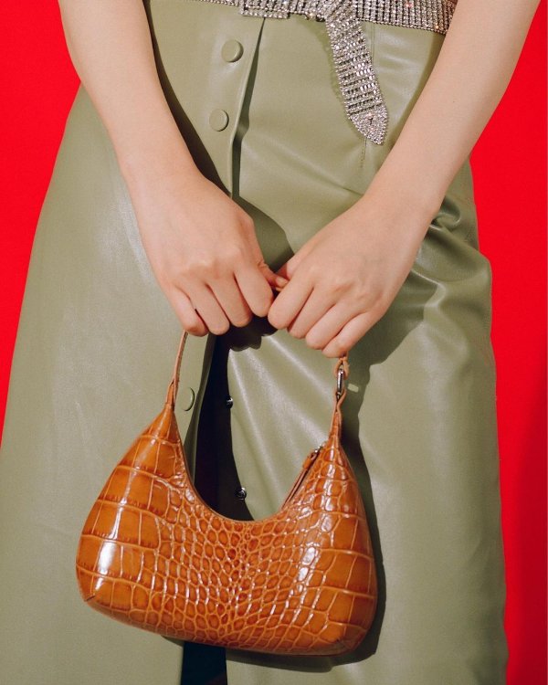 Baby Amber crocodile-effect leather shoulder bag