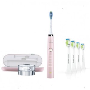 Philips Sonicare DiamondClean Deep Clean Toothbrush - Pink & 4 Head White Pack