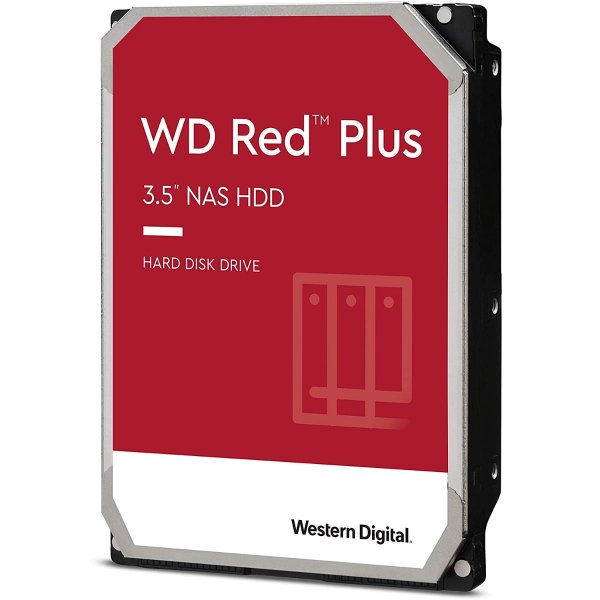 12TB WD Red Plus NAS Internal Hard Drive HDD - 7200 RPM, SATA 6 GB/s, CMR, 512 MB Cache, 3.5"
