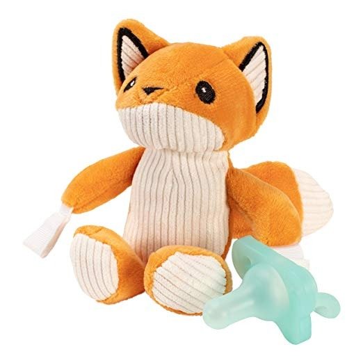 Lovey Pacifier and Teether Holder, 0 Months+, Fox with Teal