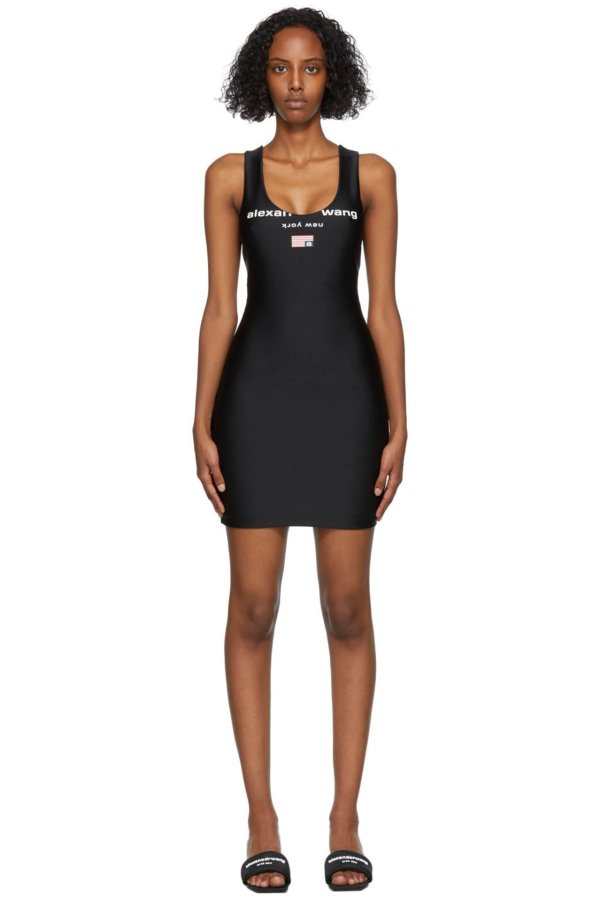 Black Active Stretch Logo Tank Dress
