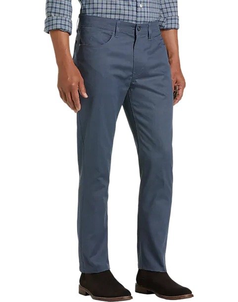 Joseph Abboud Gray Blue Textured Pattern Modern Fit Casual Pants 