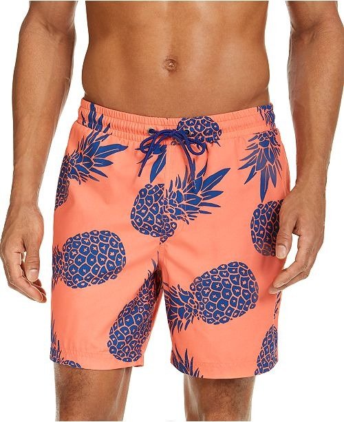 Men's Pineapple-Print 7" Swim Trunks, Created for Macy's