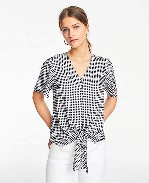 Checked Knot Front Top | Ann Taylor