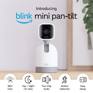 Blink Mini Pan-Tilt Camera (White, Black)