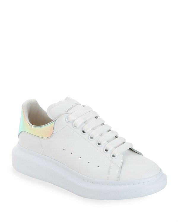 Men's Leather Platform Sneakers with Iridescent Back