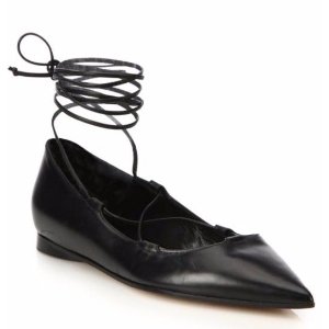Michael Kors Collection Kallie Lace-Up Leather Flats