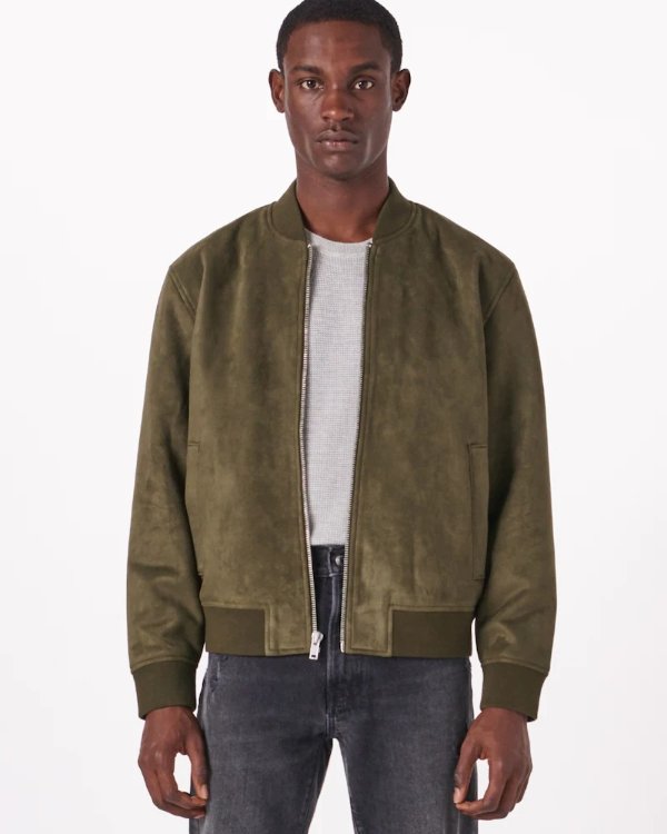 Men's Relaxed Vegan Suede Bomber Jacket | Men's Up to 50% Off Select Styles | Abercrombie.com