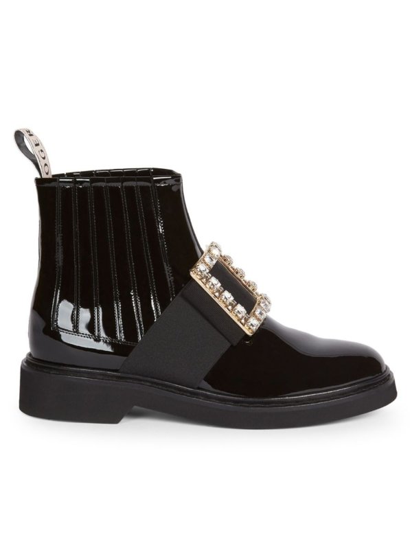 Viv Rangers Strass Patent Leather Chelsea Boots