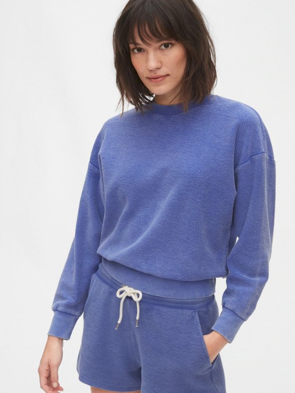 Cropped Pullover Sweatshirt in French Terry