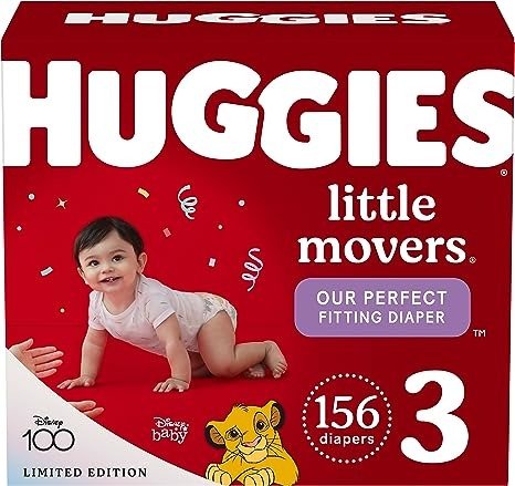 Little Movers Baby Diapers, Size 3 (16-28 lbs), 156 Ct