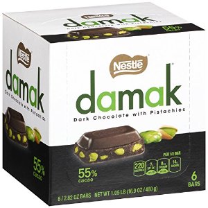 NESTLE Damak Dark Chocolate with Pistachios, 2.82 Ounce (6 Bars)