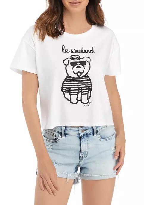 Le Weekend Cropped Graphic T-Shirt