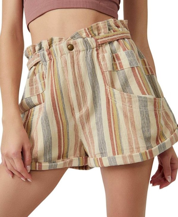Women's Topanga Cotton Cuffed Paperbag-Waist Shorts