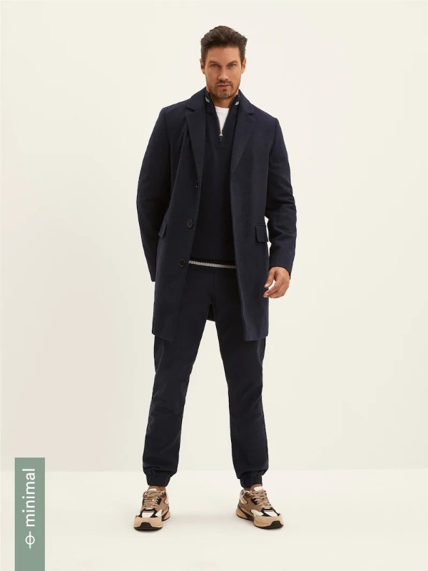 The Lawrence Recycled Wool Topcoat in Navy
