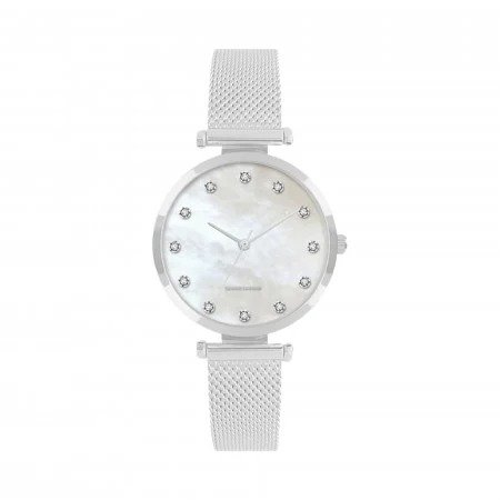 Ladies Fashion Luxury Watch 1 / 10 Ct. Diamond Accent Quartz Movement Mother Of Pearl Dial es 12951S-18-E28