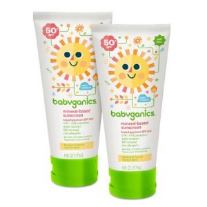 Babyganics Mineral-Based Baby Sunscreen Lotion, SPF 50, 6oz Tube (Pack of 2)