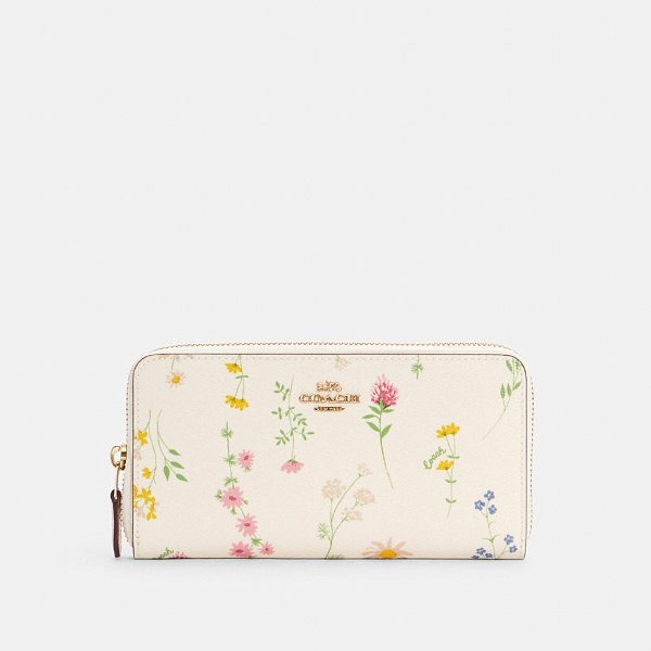 Accordion Zip Wallet With Spaced Wildflower Print