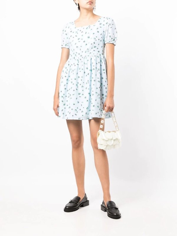 floral-print mini smock dress