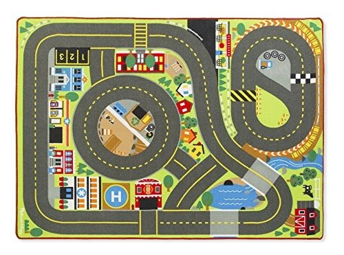 Jumbo Roadway Activity Rug With 4 Wooden Traffic Signs (79 x 58 inches)