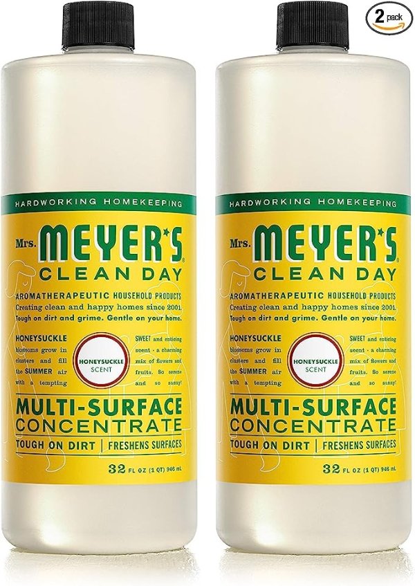 CLEAN DAY Multi-Surface Cleaner Concentrate, Use to Clean Floors, Tile, Counters, Honeysuckle, 32 Fl. Oz - Pack of 2