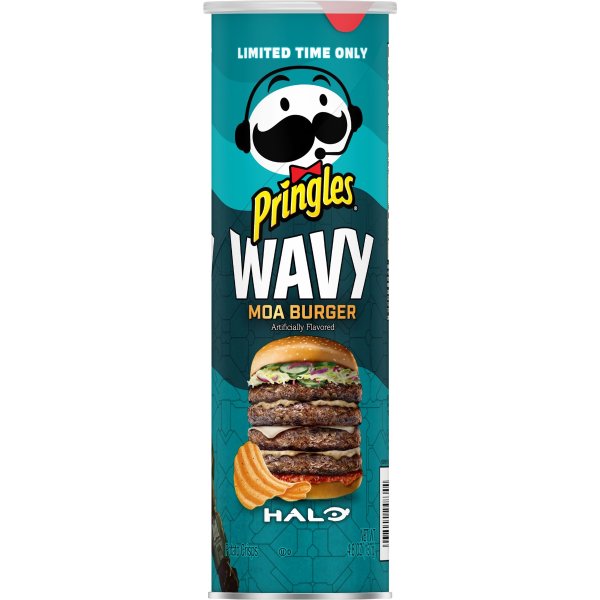 Wavy Halo Potato Crisps Chips, Moa Burger, Gaming Snacks, 4.8oz