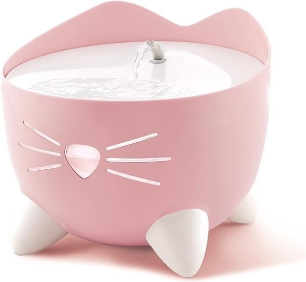 PIXI Drinking Fountain – Cat Water Fountain with Triple Filter and Ergonomic Drinking Options, Pink