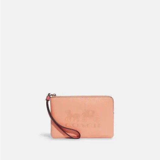 Corner Zip Wristlet In Colorblock With Horse And Carriage