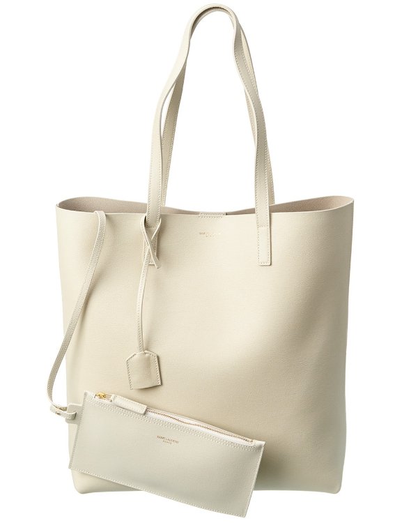 Medium North/South Leather Tote