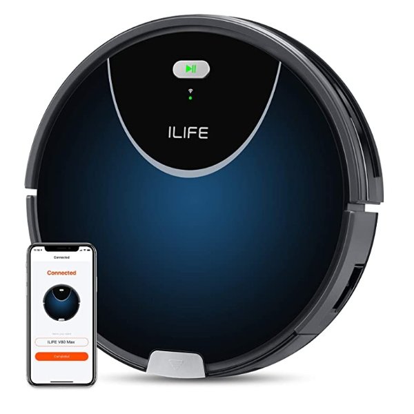 V80 Max Robot Vacuum,Wi-Fi Connected,2000Pa Max Suction,Big 750ml Dustbin,Enhanced Suction Inlet,Zigzag Cleaning Path,Self-Charging, Schedule, Ideal for Hard Floor