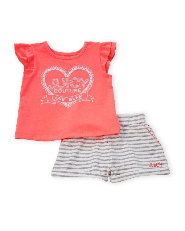 (Toddler Girls) Ruffle Sleeve Tee & Shorts Set
