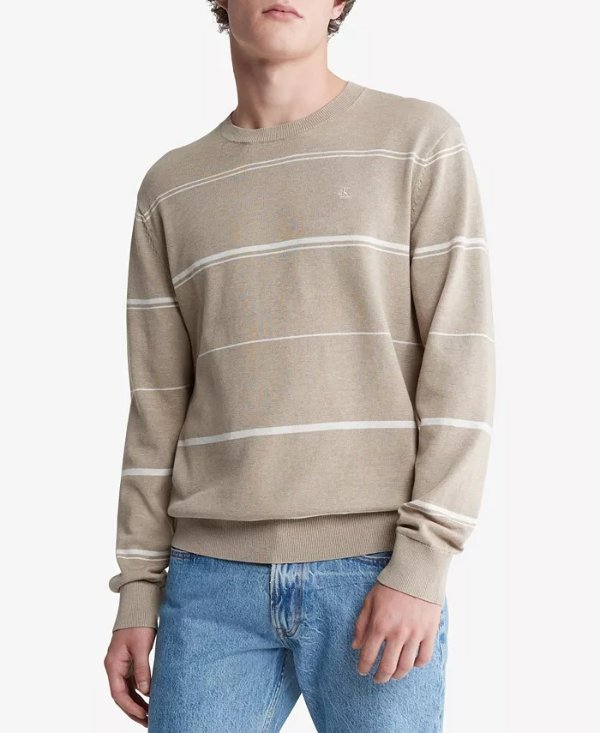 Men's Cotton Striped Crewneck Sweater