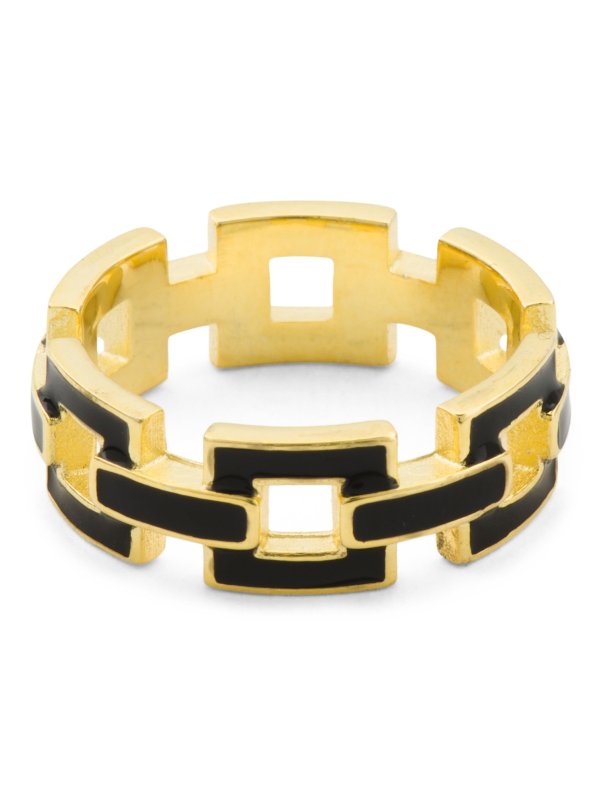 14k Gold Plated Sterling Silver Enamel Link Ring