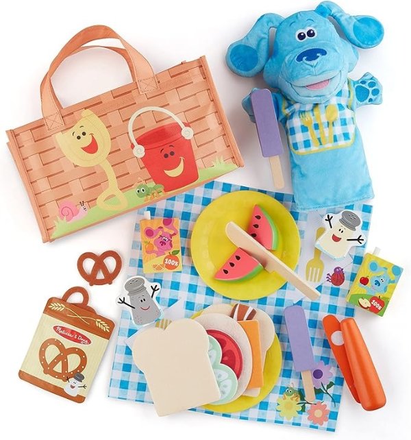 Melissa & Doug Blue’s Clues & You! Share with Blue Picnic Play Set with Hand Puppet - FSC-Certified Materials