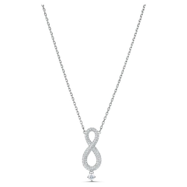 Infinity Necklace, White, Rhodium plated by