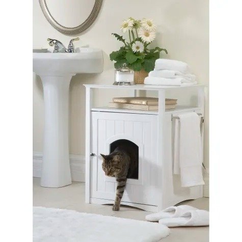 Cat Washroom Night Stand & Pet House in White | Petco