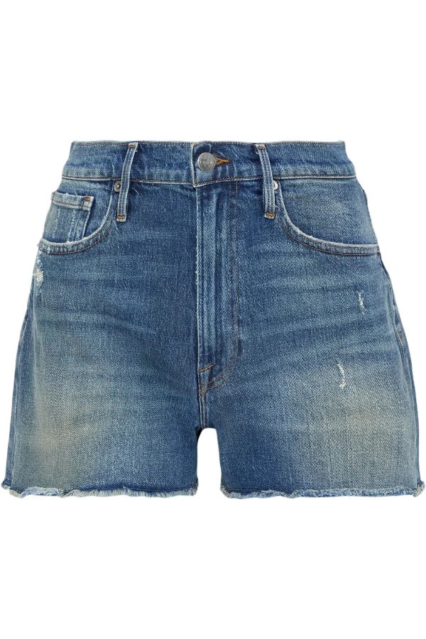Le Vintage distressed denim shorts