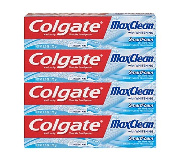 MaxClean Foaming Toothpaste with Whitening, Mint - 6 Ounce (4 Count)