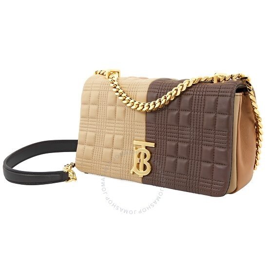 Brown Small Quilted Colour Block Lambskin Lola Bag