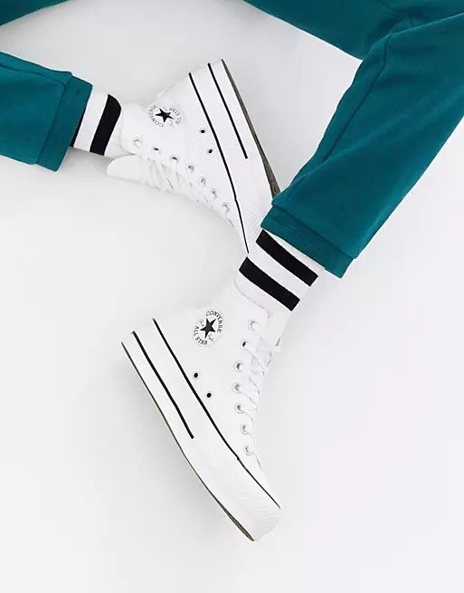 Chuck Taylor All Star Hi Lift canvas platform sneakers in white