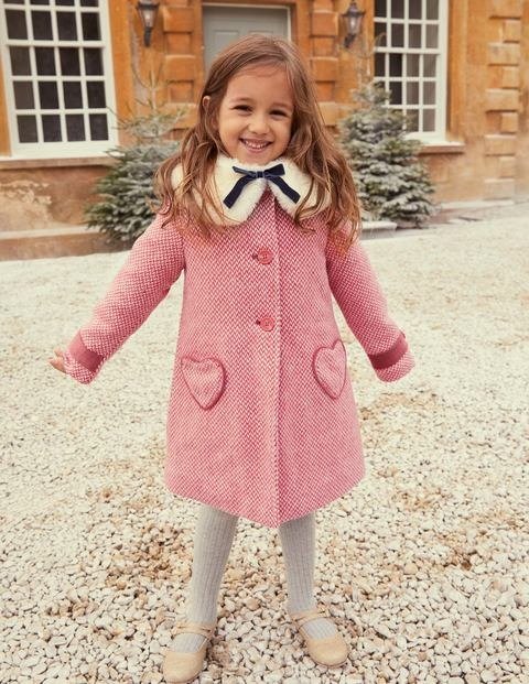 Wonderful Wool Coat - Soft Pink Hearts | Boden US