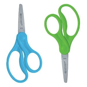 Westcott® Hard Handle Kids Value Scissors, 5", Blunt, Assorted Colors, Pack Of 2